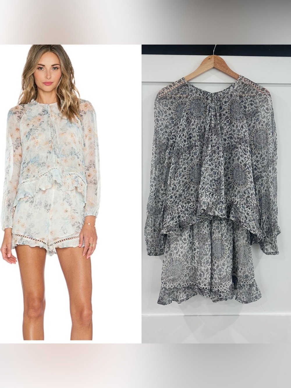 ZIMMERMANN tarot silk layer playsuit romper floral metallic size 1 small